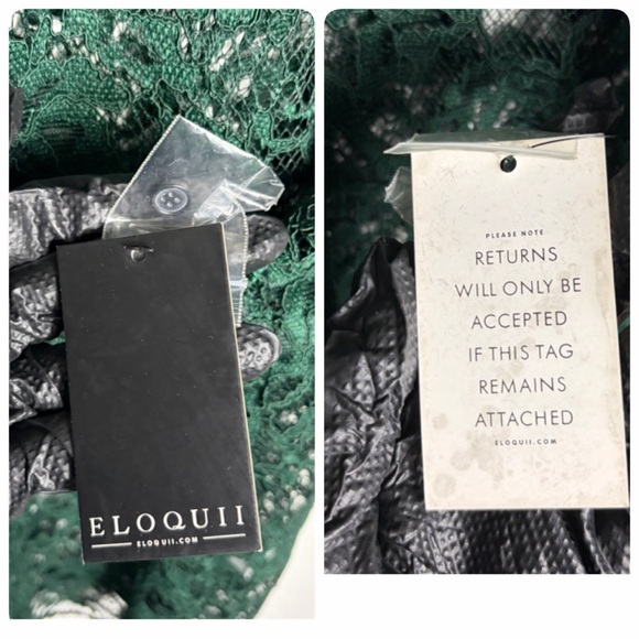 NWT Eloquii green lace sheer blouse with Black velvet Collar size 16 - Picture 7 of 8